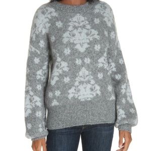 Lewit jacquard wool blend chunky knit sweater